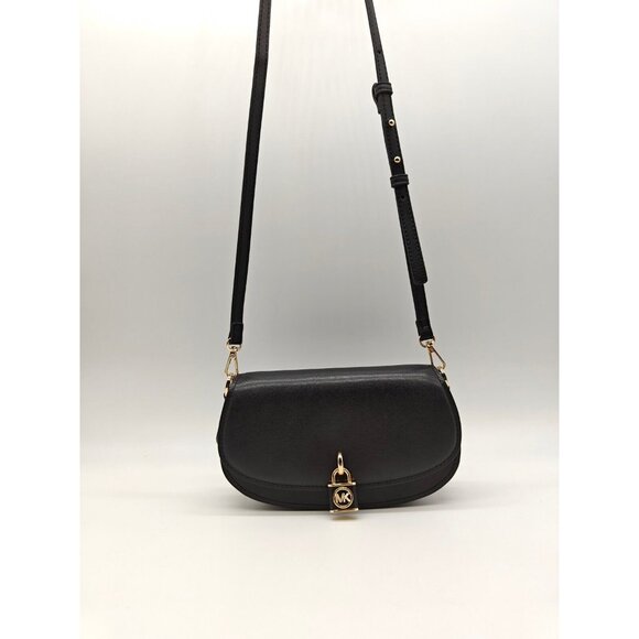 Michael Kors Handbags - MICHAEL KORS Mila smooth leather flap small crossbody -Black